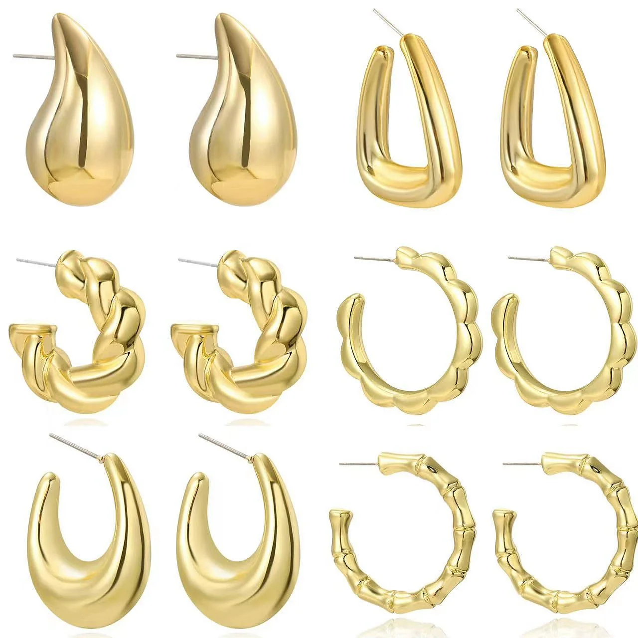 Wholesale Acrylic Simple Geometric Heart Ushape Drop Shape Electroplated Women's Earrings - Image 5