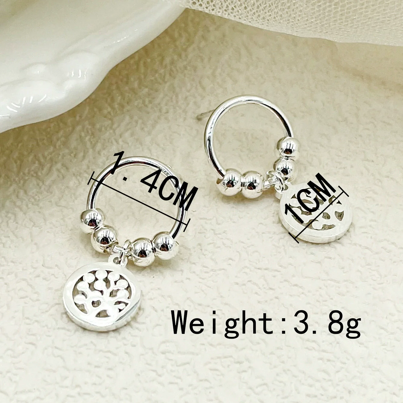 Wholesale Active Stainless Steel Geometric Earring With Life Tree Hollow Disc Design Electroplated For Women - Image 3