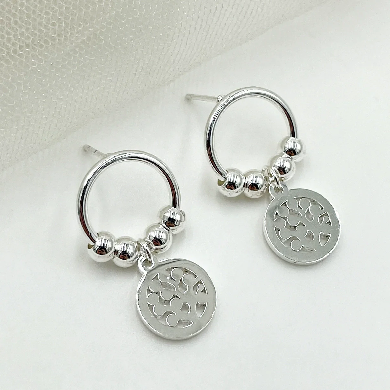 Wholesale Active Stainless Steel Geometric Earring With Life Tree Hollow Disc Design Electroplated For Women - Image 6