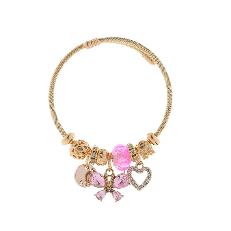 Wholesale Adjustable Couple Beaded Bracelet With Heart And Insect Patterns Made Of Stainless Steel And Alloy With Diamond Treatment For Women - Image 6