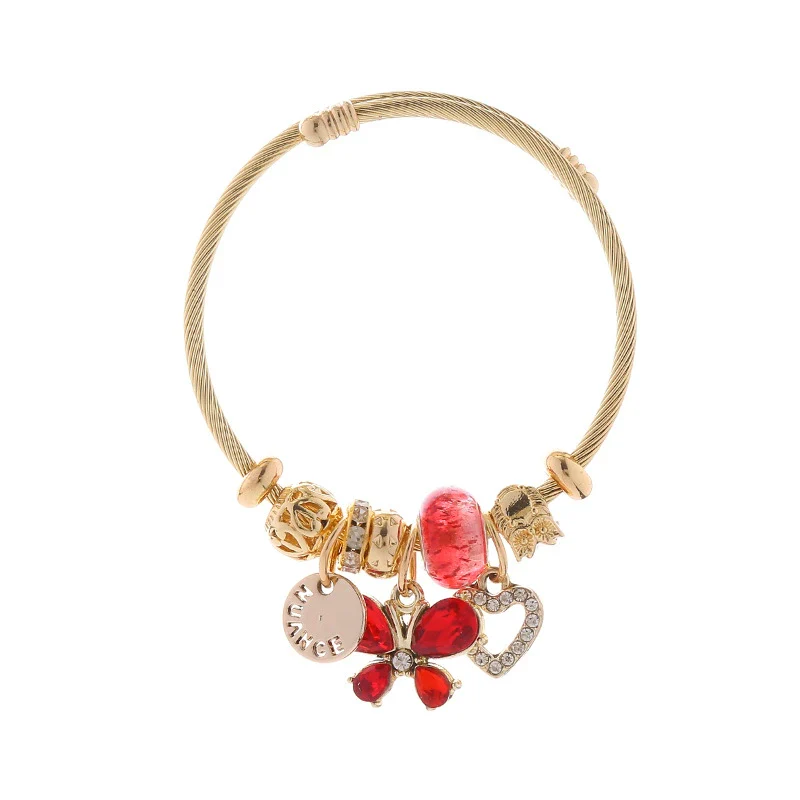 Wholesale Adjustable Couple Beaded Bracelet With Heart And Insect Patterns Made Of Stainless Steel And Alloy With Diamond Treatment For Women - Image 7