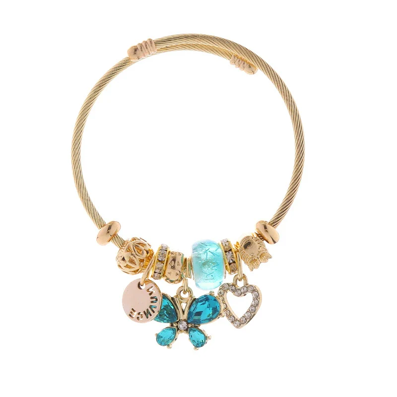 Wholesale Adjustable Couple Beaded Bracelet With Heart And Insect Patterns Made Of Stainless Steel And Alloy With Diamond Treatment For Women - Image 8