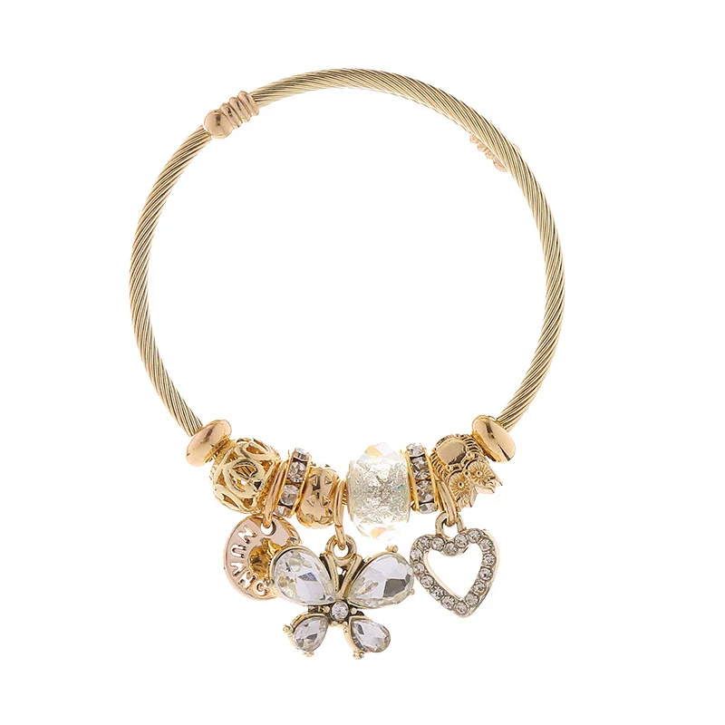 Wholesale Adjustable Couple Beaded Bracelet With Heart And Insect Patterns Made Of Stainless Steel And Alloy With Diamond Treatment For Women - Image 9