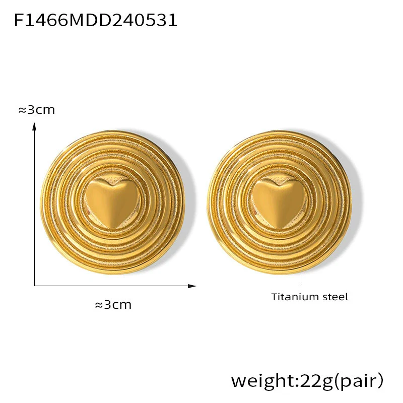 Wholesale Allmatch Heart Shape Titanium Steel Electroplated 18K Gold Earrings For Women - Image 7