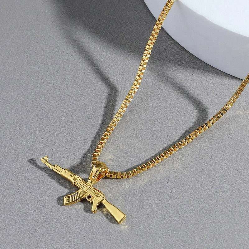 Wholesale Alloy Ak47 Gun Pendant Necklace Electroplated Unisex Fashion Jewelry