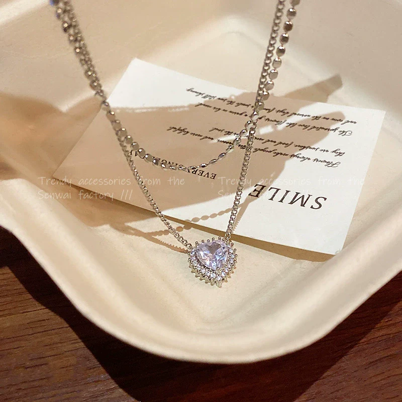 Wholesale Alloy And Copper Heart Shape Electroplated Love Necklace For Women - Image 4