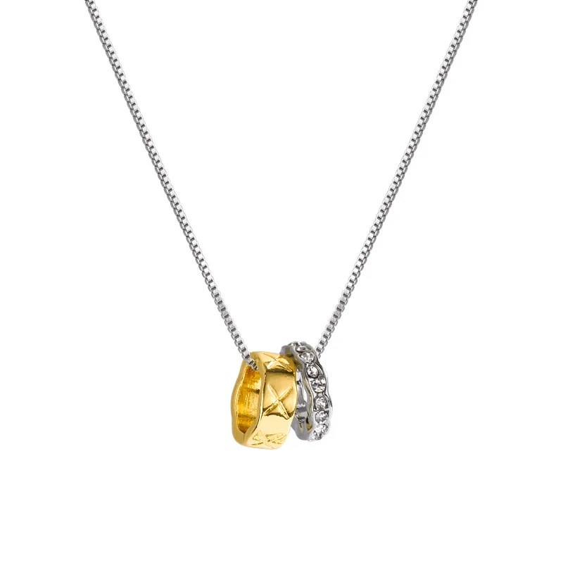 Wholesale Alloy And Copper Irregular Double Ring Collarbone Chain Necklace With Geometric Style For Women - Image 5