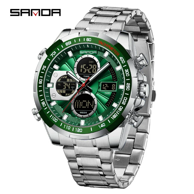 Wholesale Alloy And Steel Strip Multifunctional Sports Waterproof Electronic Quartz Watch For Men In Highend Style Round Shape - Image 9