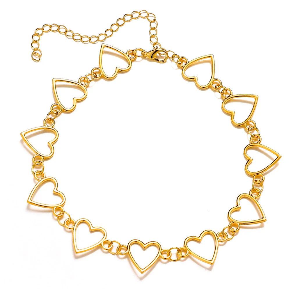 Wholesale Alloy Ball Chain Retro Geometric Heart Hollow Love Necklace With Electroplating - Image 6