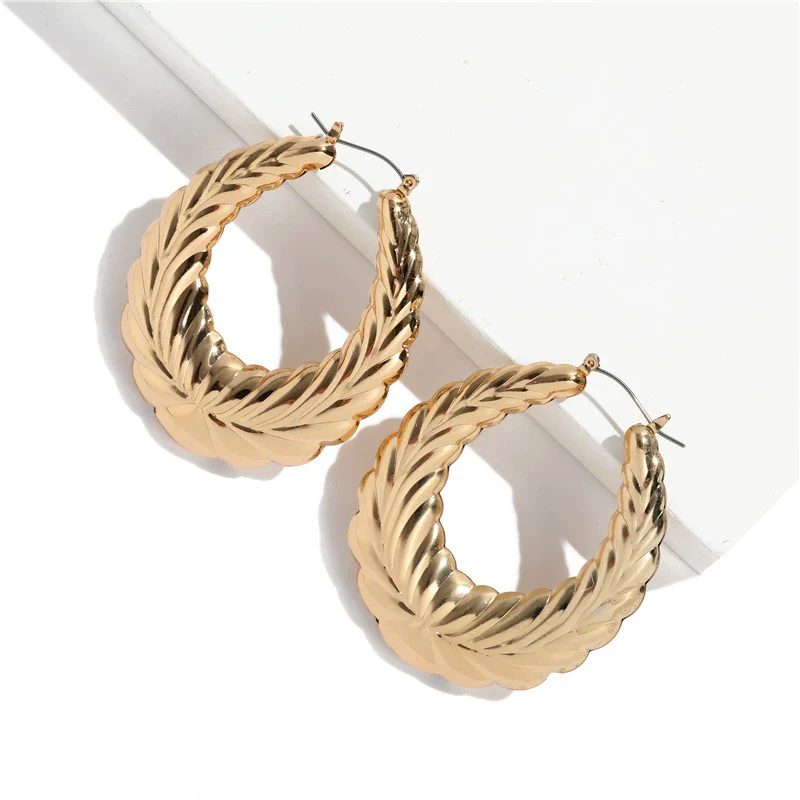 Wholesale Alloy Bamboo Geometric Pattern Electroplated Punk Hiphop Women's Earrings - Image 2