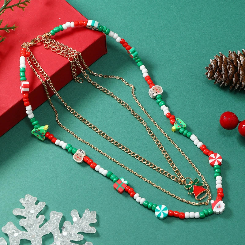 Wholesale Alloy Christmas Necklace Geometric Style Bell And Multicolor Flower Design For Women Ochain - Image 6