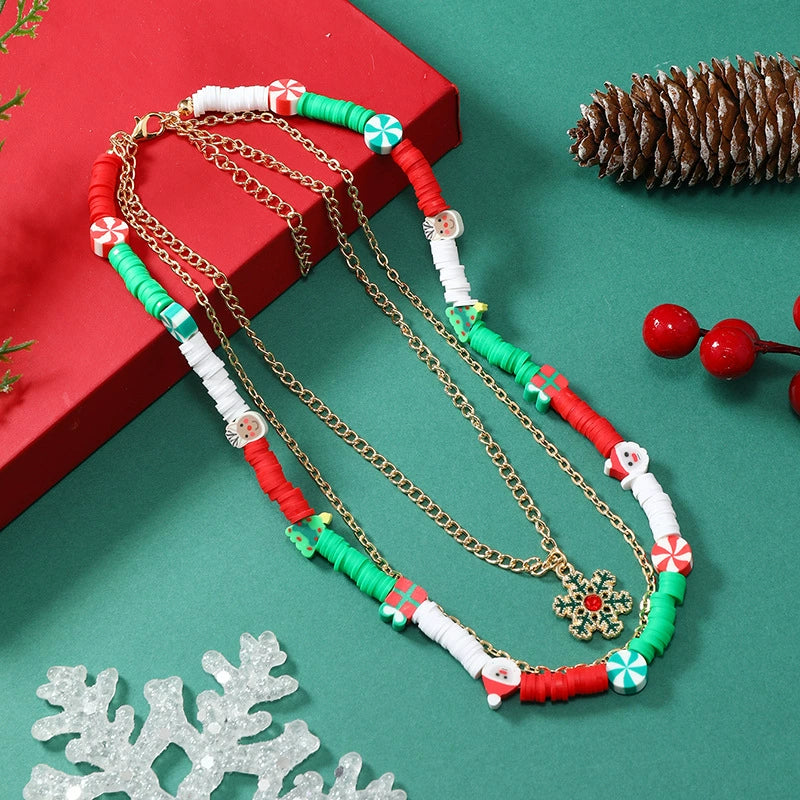 Wholesale Alloy Christmas Necklace Geometric Style Bell And Multicolor Flower Design For Women Ochain - Image 7