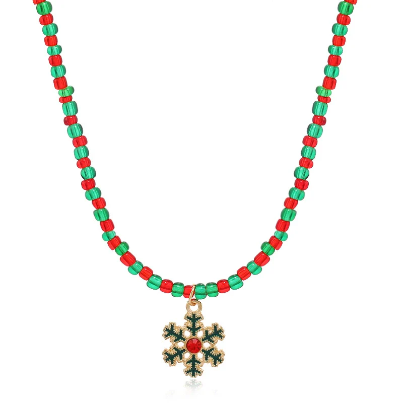 Wholesale Alloy Christmas Necklace With Round Beads And Geometric Pendant For Women Sweet And Cool Style - Image 5
