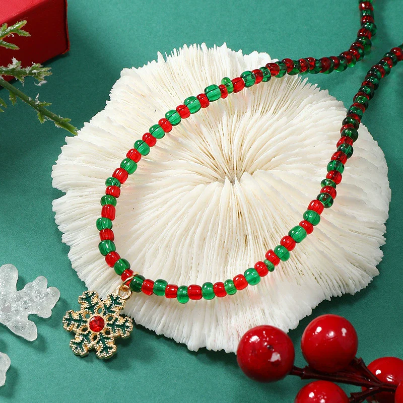 Wholesale Alloy Christmas Necklace With Round Beads And Geometric Pendant For Women Sweet And Cool Style - Image 8
