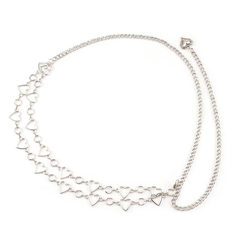 Wholesale Alloy Doublelayer Hollow Peach Heart Waist Chain Jewelry For Female As Dress Decorative Belt - Image 5