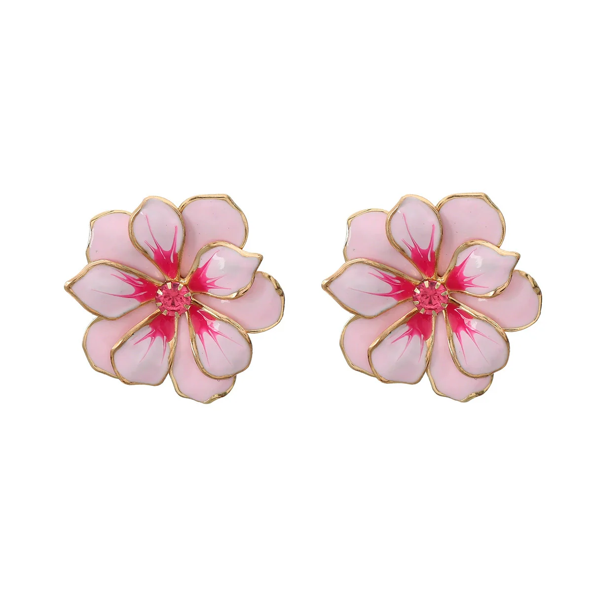 Wholesale Alloy Dripping Oil Flower Earrings For Women - Image 7