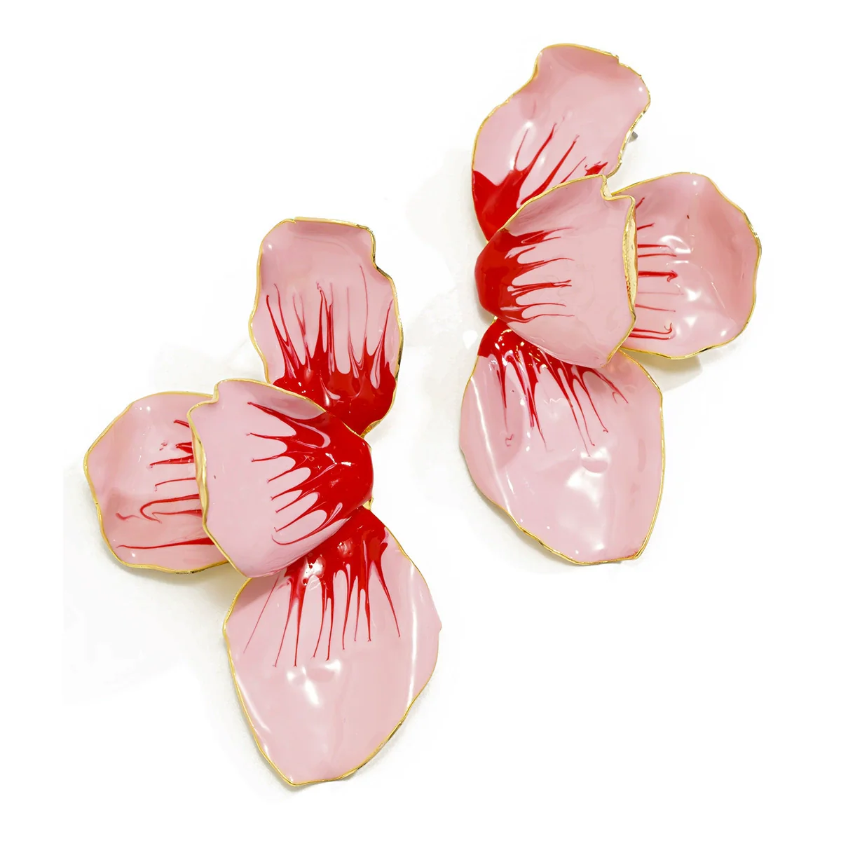 Wholesale Alloy Dripping Oil Flower Pattern Exaggerated Women's Earrings Sweet Style - Image 5