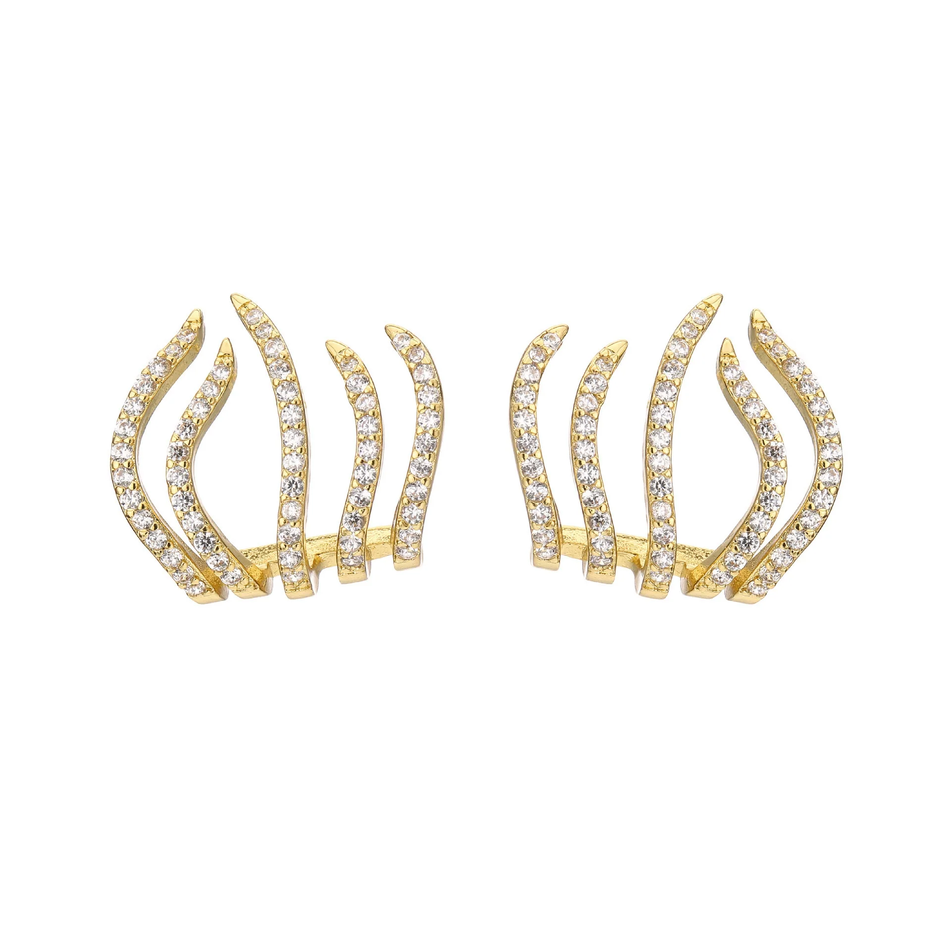 Wholesale Alloy Exaggerated Geometric Fiveclaw Earrings With Electroplating Treatment - Image 6
