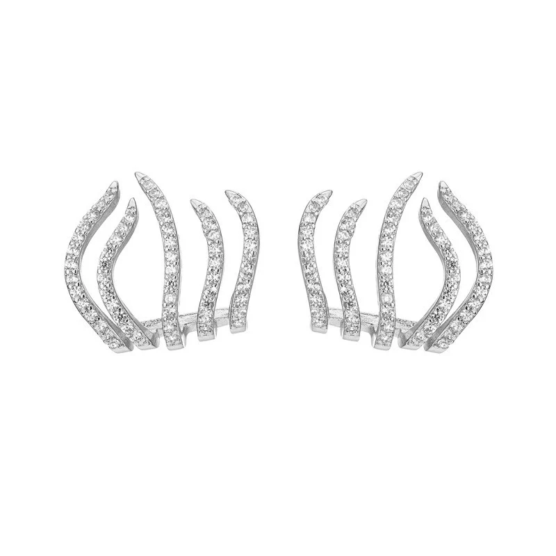 Wholesale Alloy Exaggerated Geometric Fiveclaw Earrings With Electroplating Treatment - Image 7
