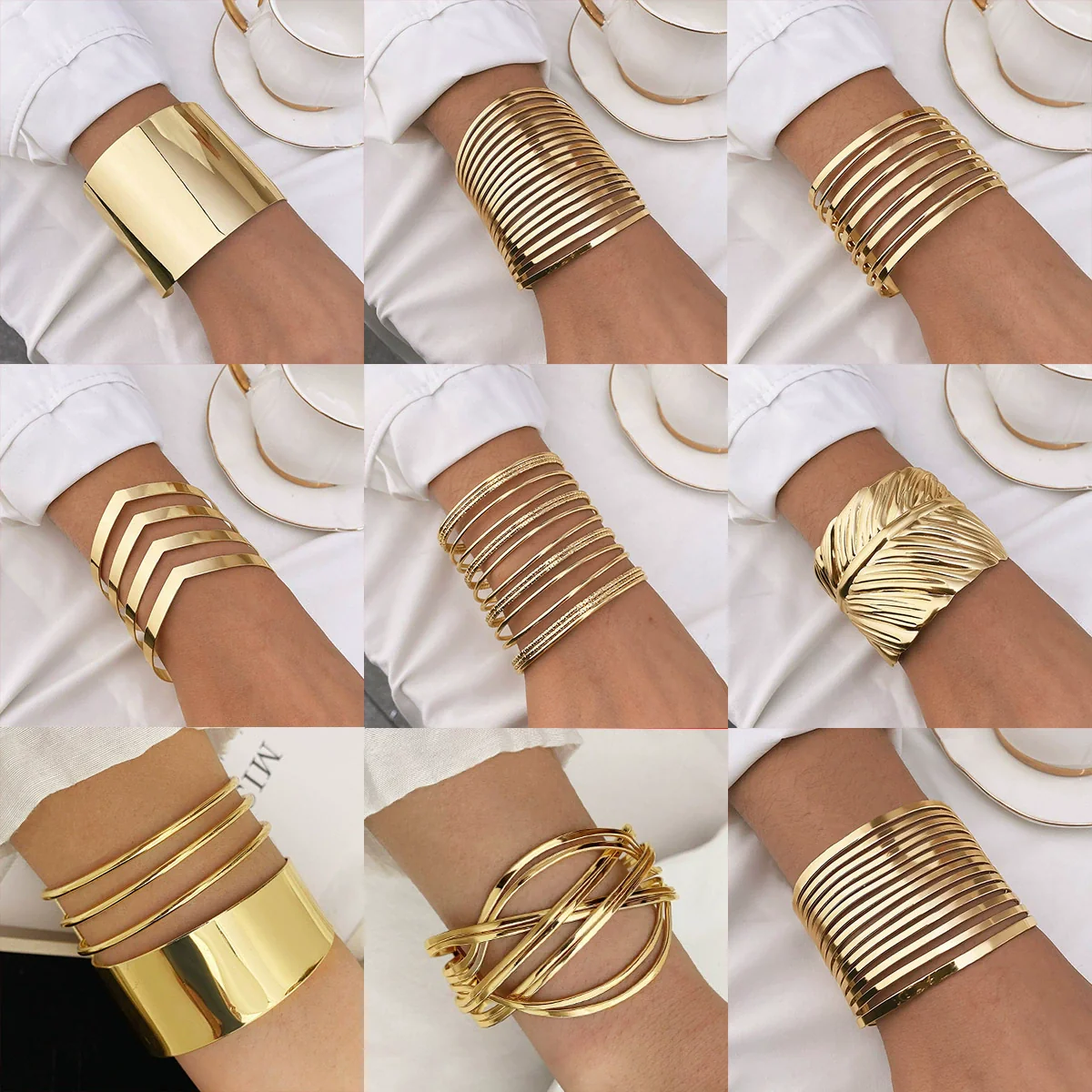 Wholesale Alloy Exaggerated Geometric Multilayer Electroplated Bracelet For Women