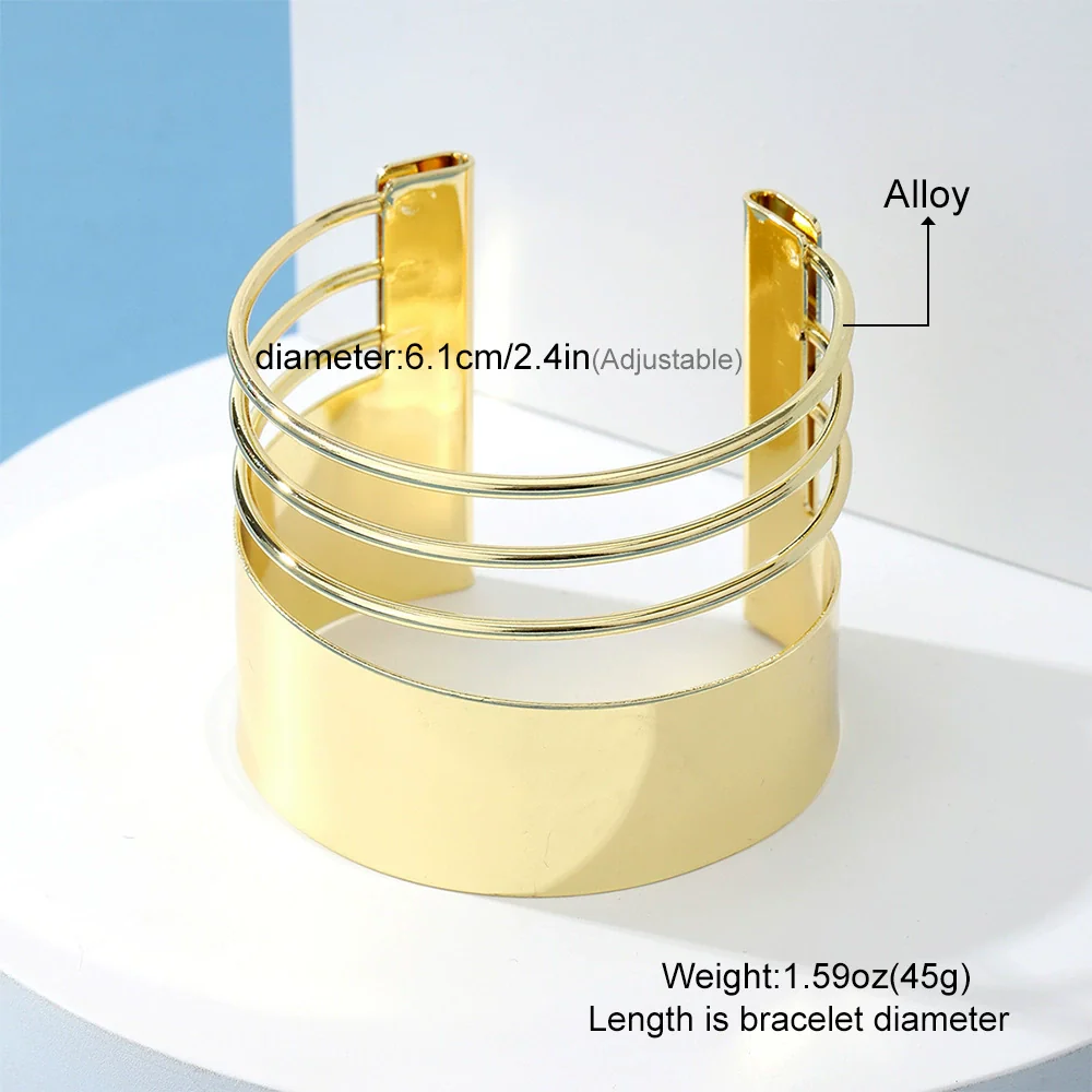 Wholesale Alloy Exaggerated Geometric Multilayer Electroplated Bracelet For Women - Image 2