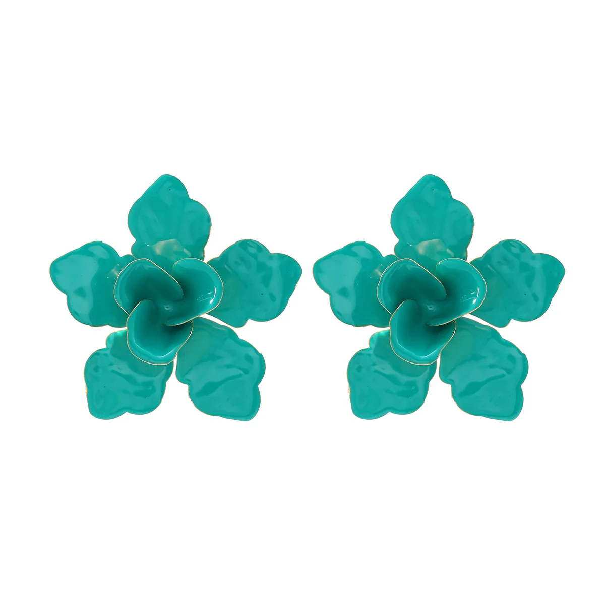 Wholesale Alloy Flower Dripping Oil Fashion Exaggerated Women's Earrings - Image 5