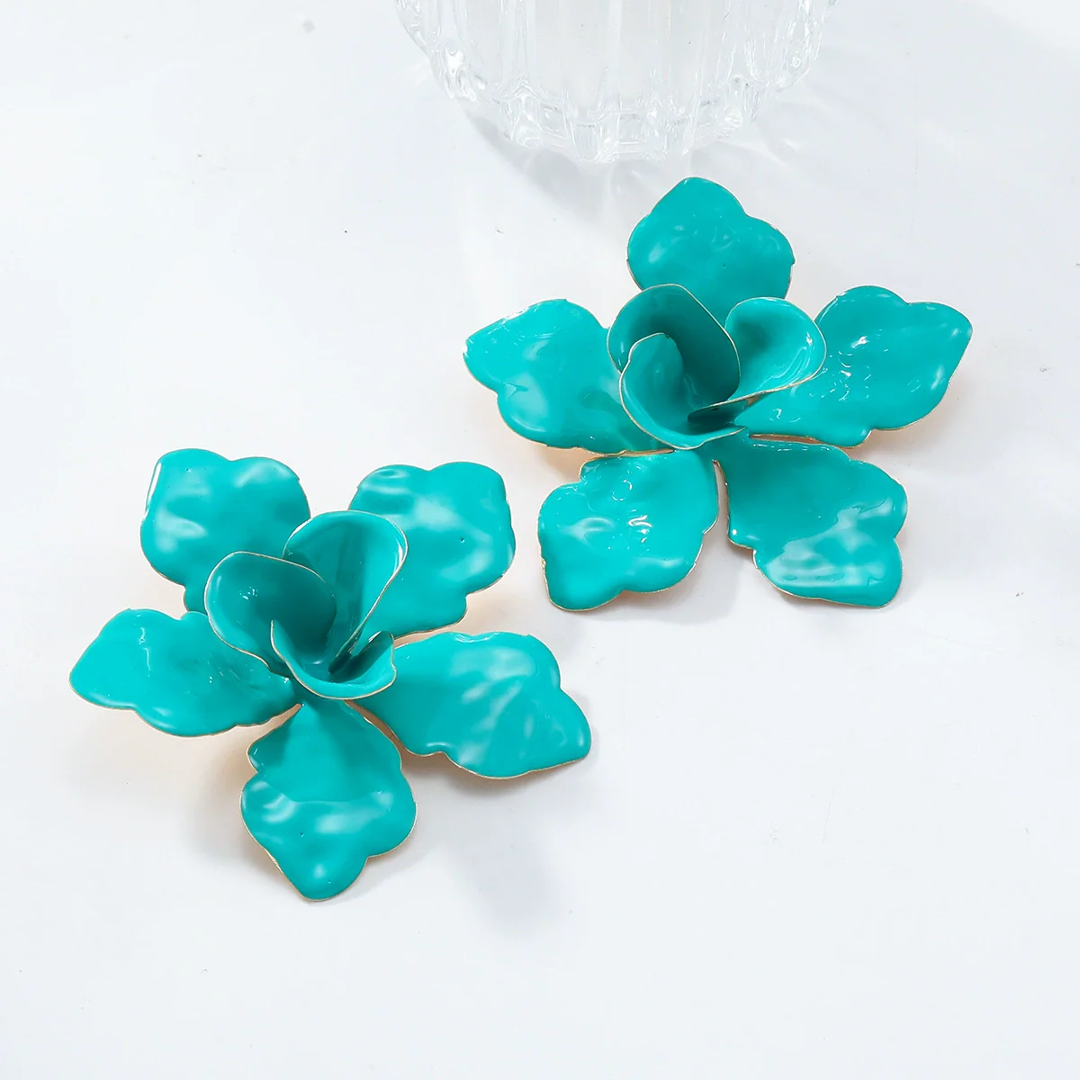 Wholesale Alloy Flower Dripping Oil Fashion Exaggerated Women's Earrings - Image 7
