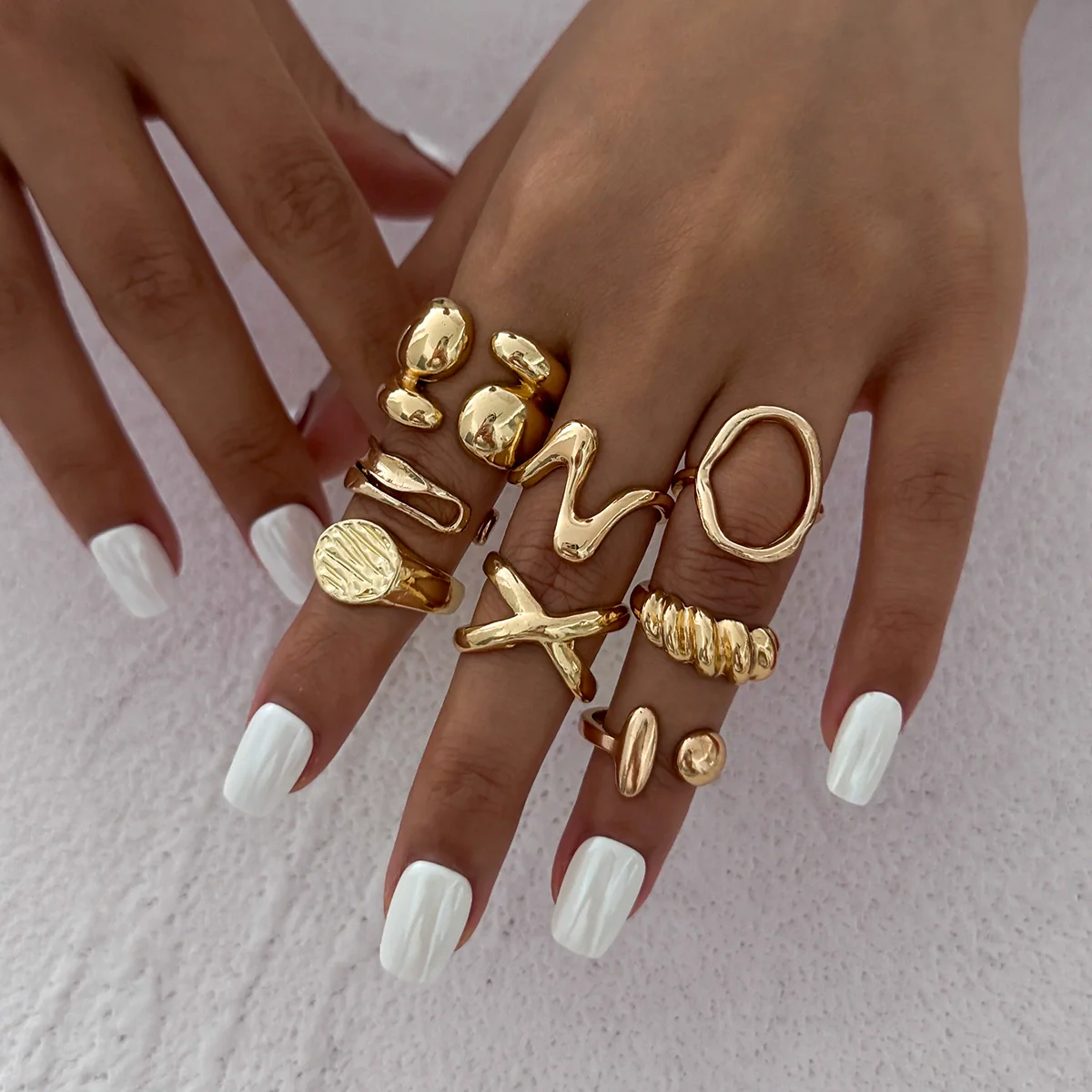 Wholesale Alloy Geometric Asymmetrical Water Drop Hug Ring With Electroplating For Women - Image 12