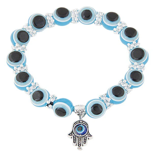 Wholesale Alloy Geometric Beaded Evil Eye Hand Of Fatima Women's Bracelet Jewelry - Image 3