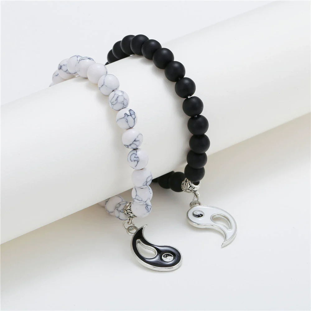 Wholesale Alloy Geometric Dripping Oil Beaded Couple Bracelet - Image 2