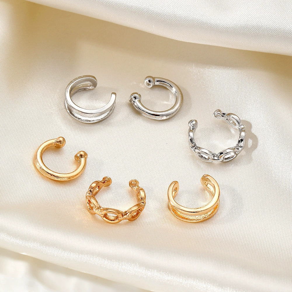 Wholesale Alloy Geometric Hollow Chain Ushaped Ear Clip For Women Electroplated Simple Cold Style Earrings - Image 4