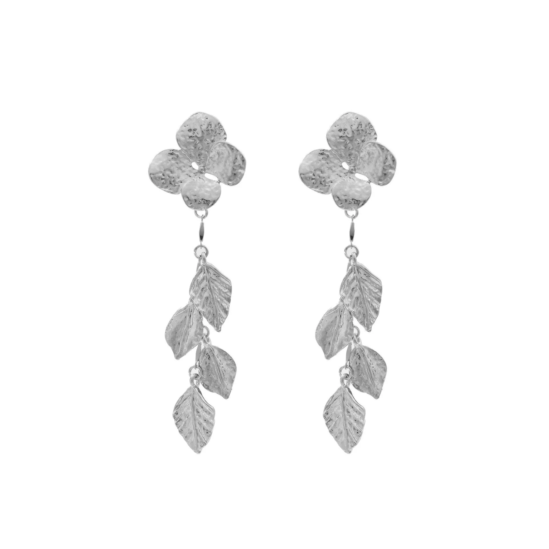 Wholesale Alloy Geometric Leaf Petals Pleated Tassel Earrings For Women Light Luxury Style Electroplated - Image 6