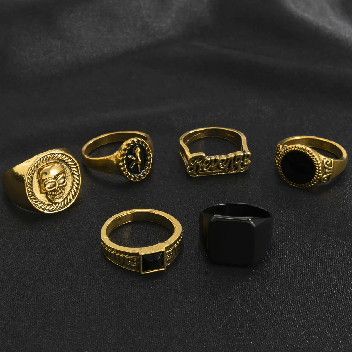 Wholesale Alloy Geometric Men's Ring Electroplated Simple Retro Style - Image 5
