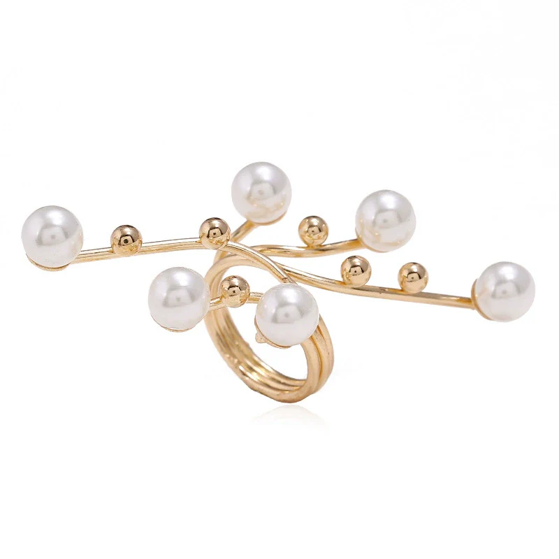 Wholesale Alloy Geometric Pearl Ring For Women With Environmental Protection Treatment - Image 6
