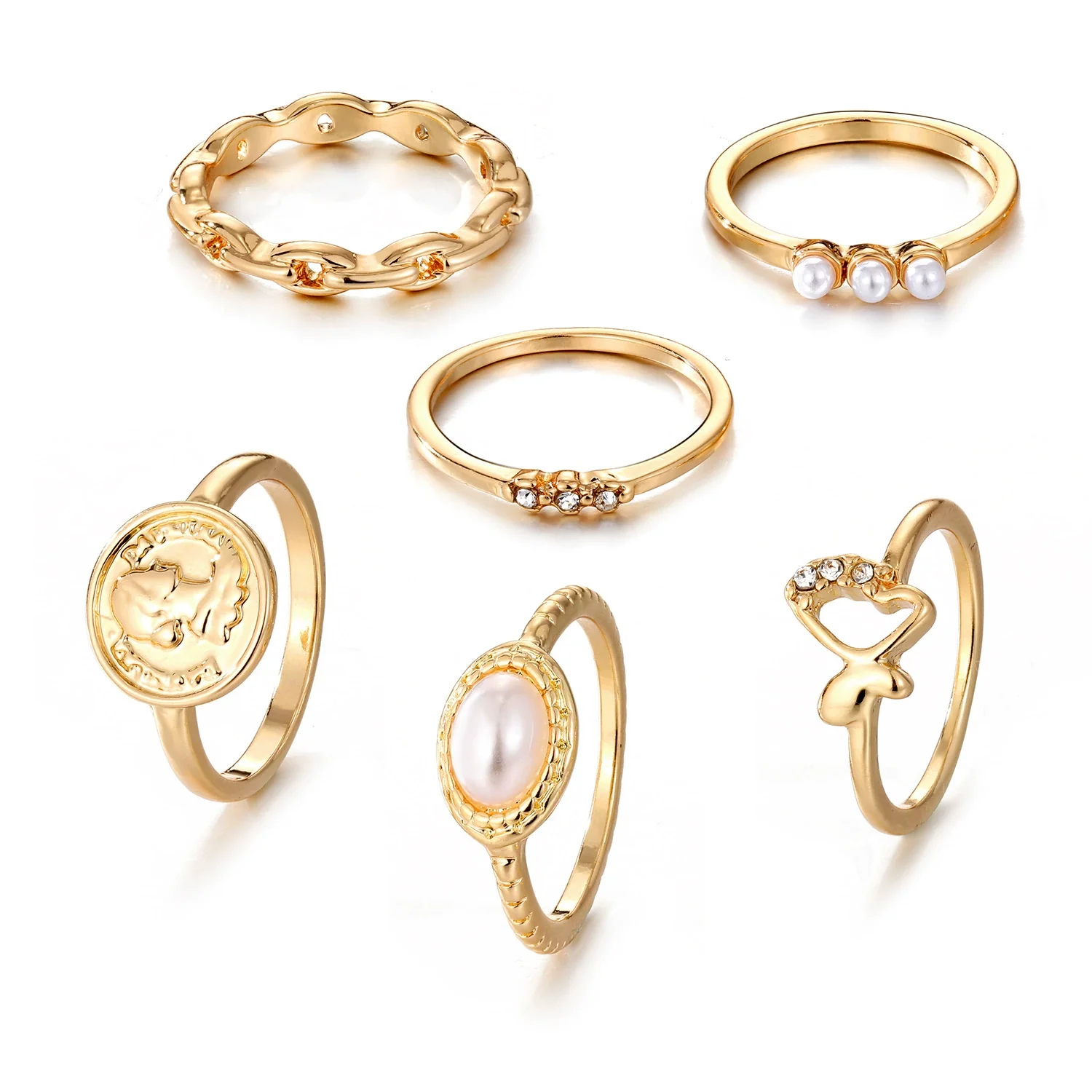 Wholesale Alloy Geometric Relief Portrait Retro Diamond Ring Unisex - Image 9