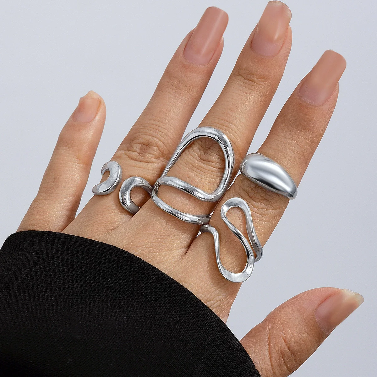 Wholesale Alloy Geometric Ring With Stacking Style And Electroplating Design - Image 12