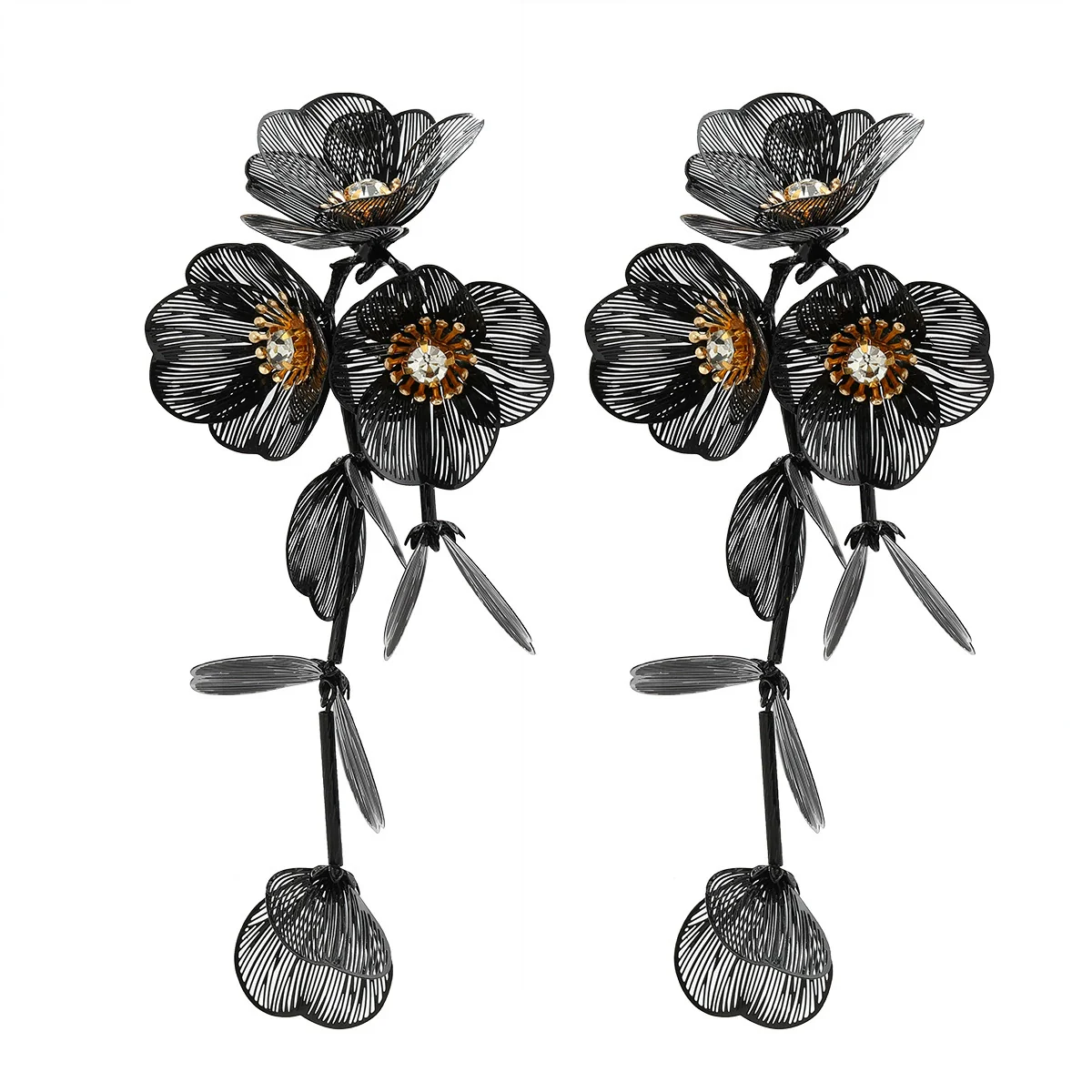 Wholesale Alloy Geometric Style Electroplated Stainless Steel Needle Flower Petals Tassel Earrings For Women - Image 10