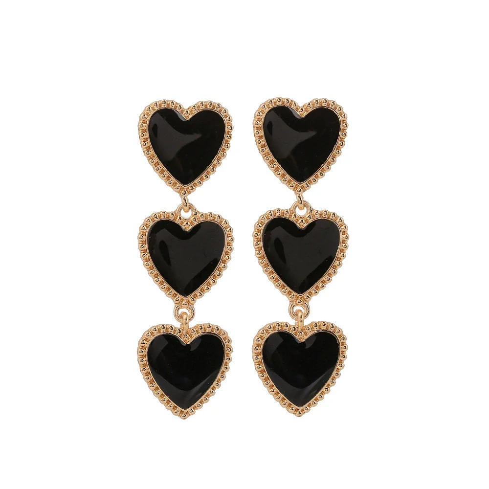 Wholesale Alloy Heart Pattern Dripping Oil Style Women's Earrings - Image 2