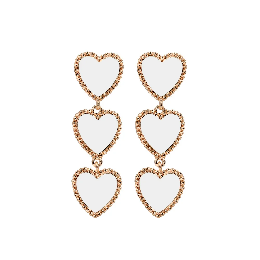 Wholesale Alloy Heart Pattern Dripping Oil Style Women's Earrings - Image 3