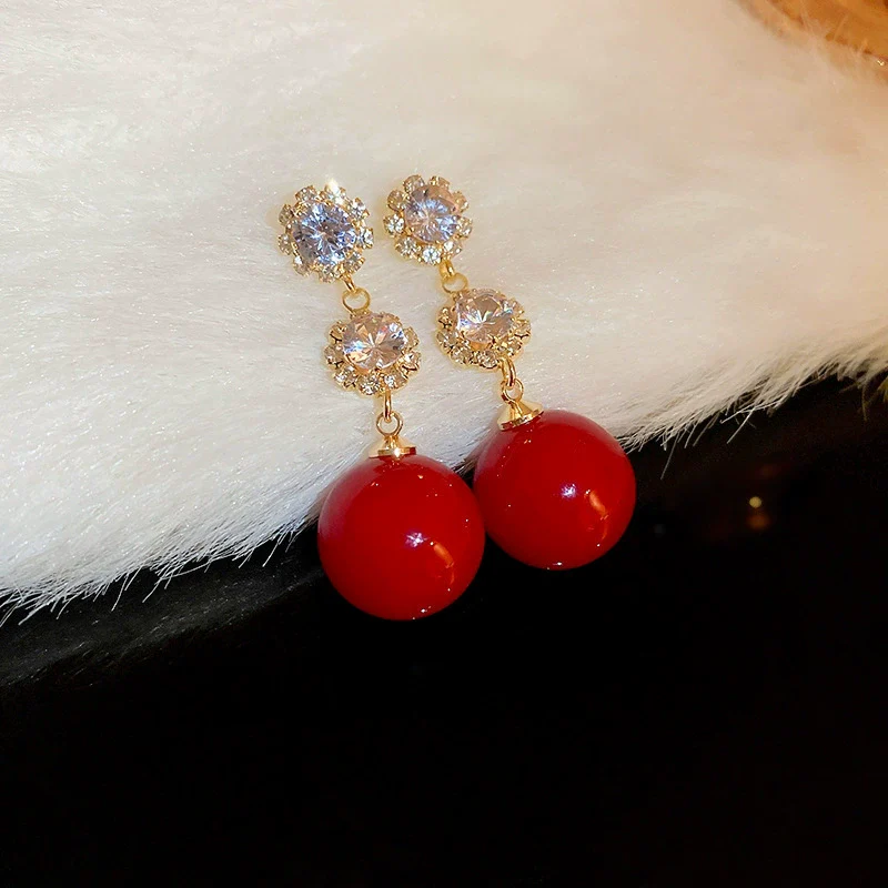 Wholesale Alloy High Sense Retro Geometric Electroplated Red Tassel Women's Earrings - Image 46