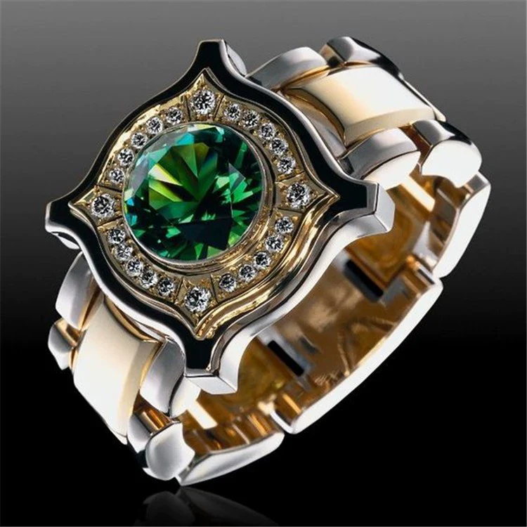 Wholesale Alloy Inlaid Blue Zircon Geometric Ring With Electroplating Treatment - Image 3