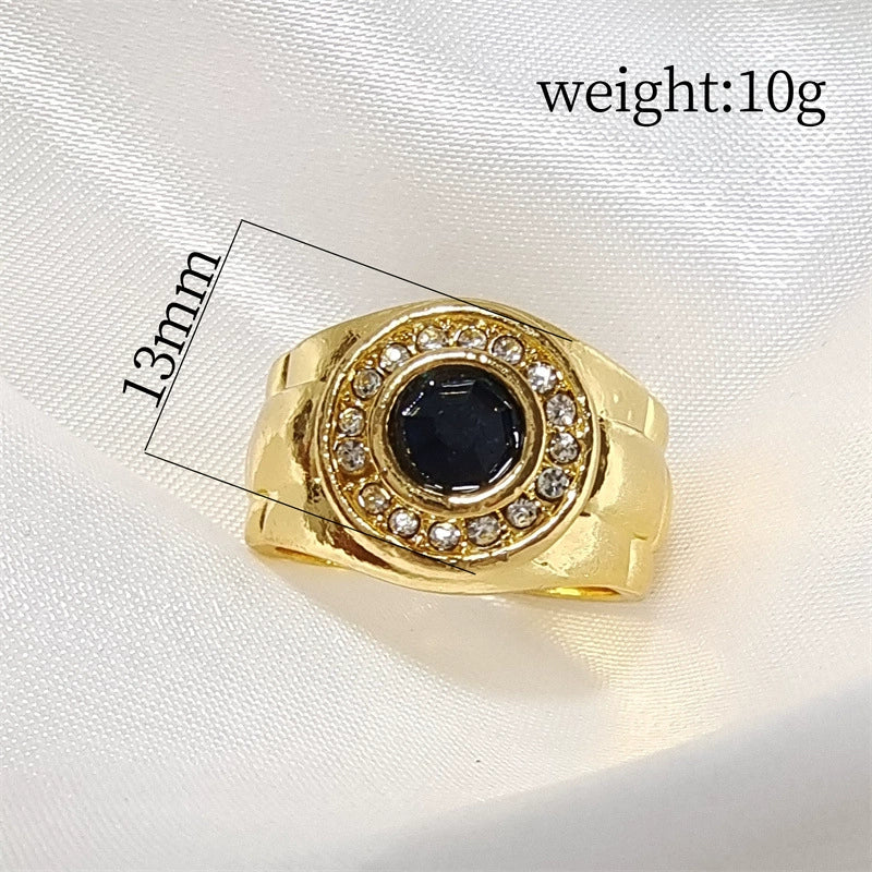 Wholesale Alloy Inlaid Blue Zircon Geometric Ring With Electroplating Treatment - Image 4
