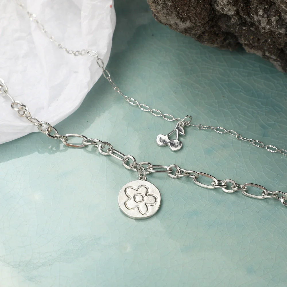 Wholesale Alloy Jewelry With Letters Numbers Text Pattern Electroplated Double Necklace - Image 2