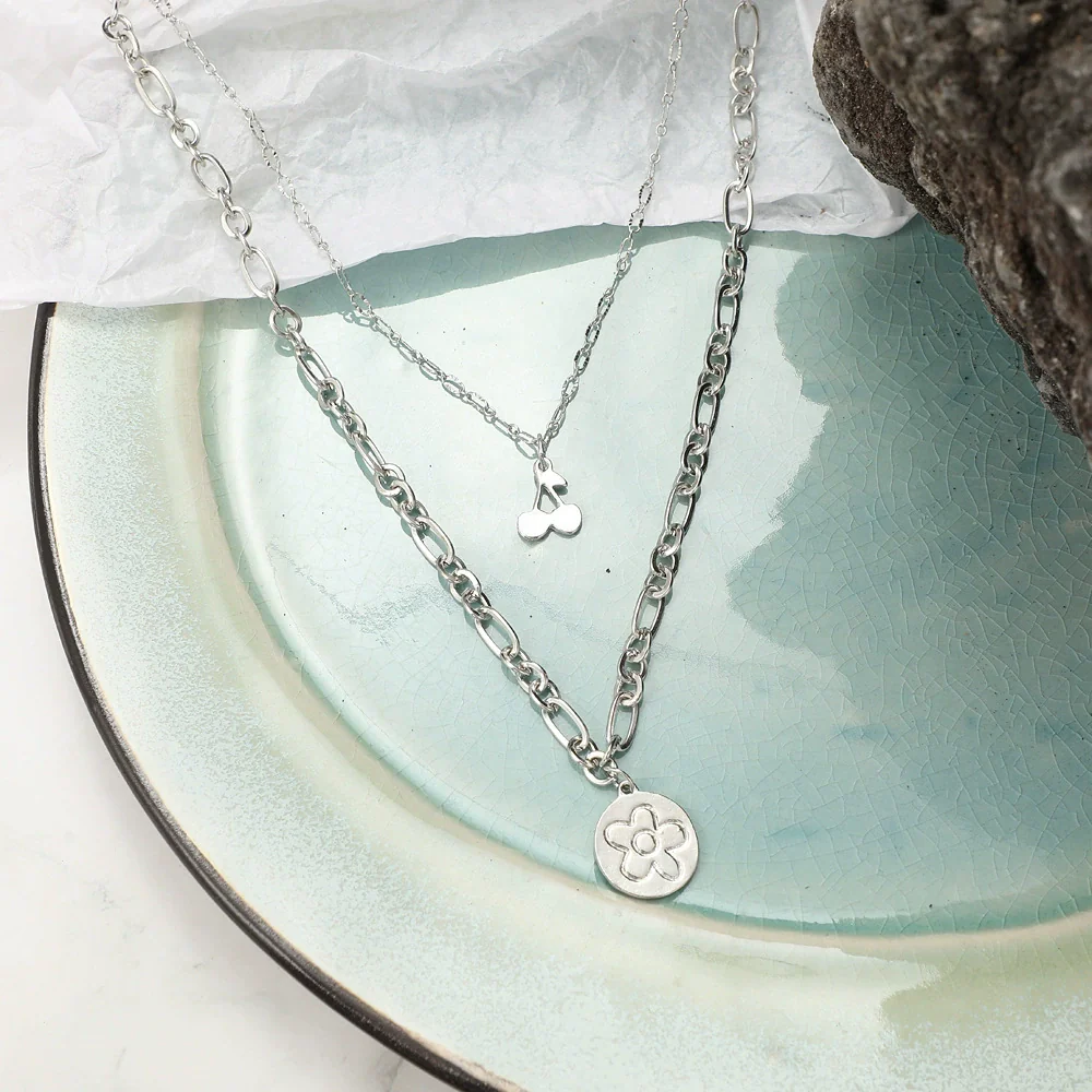 Wholesale Alloy Jewelry With Letters Numbers Text Pattern Electroplated Double Necklace - Image 3