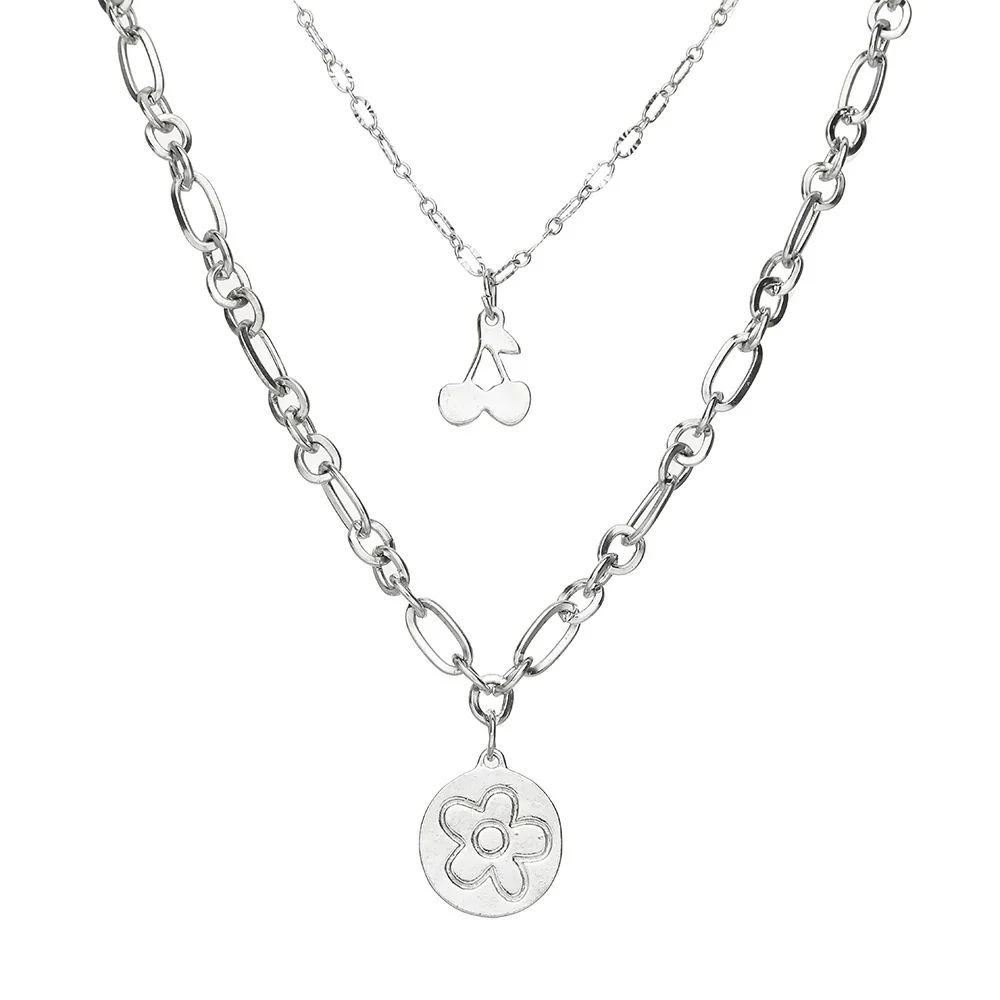 Wholesale Alloy Jewelry With Letters Numbers Text Pattern Electroplated Double Necklace - Image 4