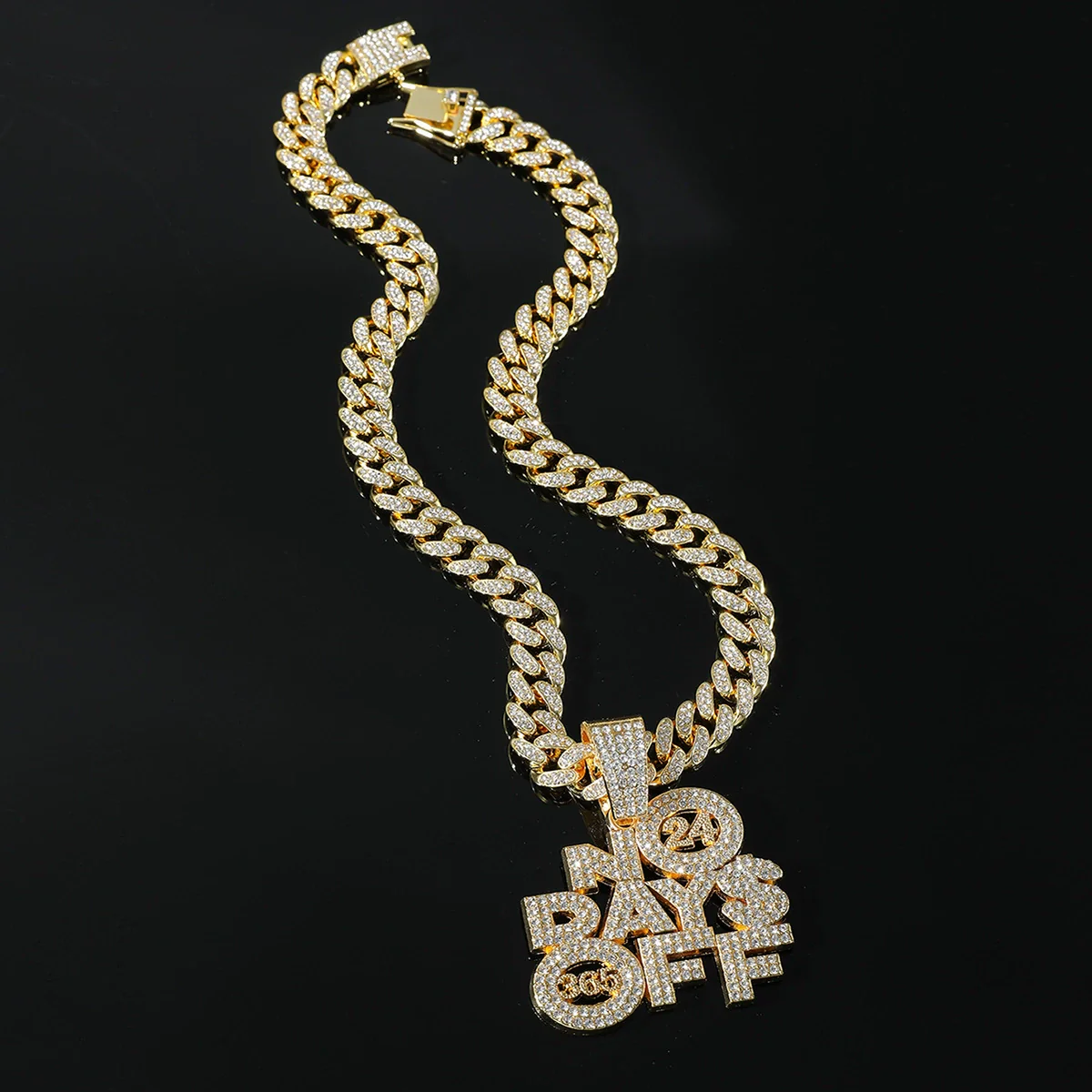 Wholesale Alloy Letter Pendant Necklace With Diamond For Men In Hiphop Style Cuban Chain - Image 2