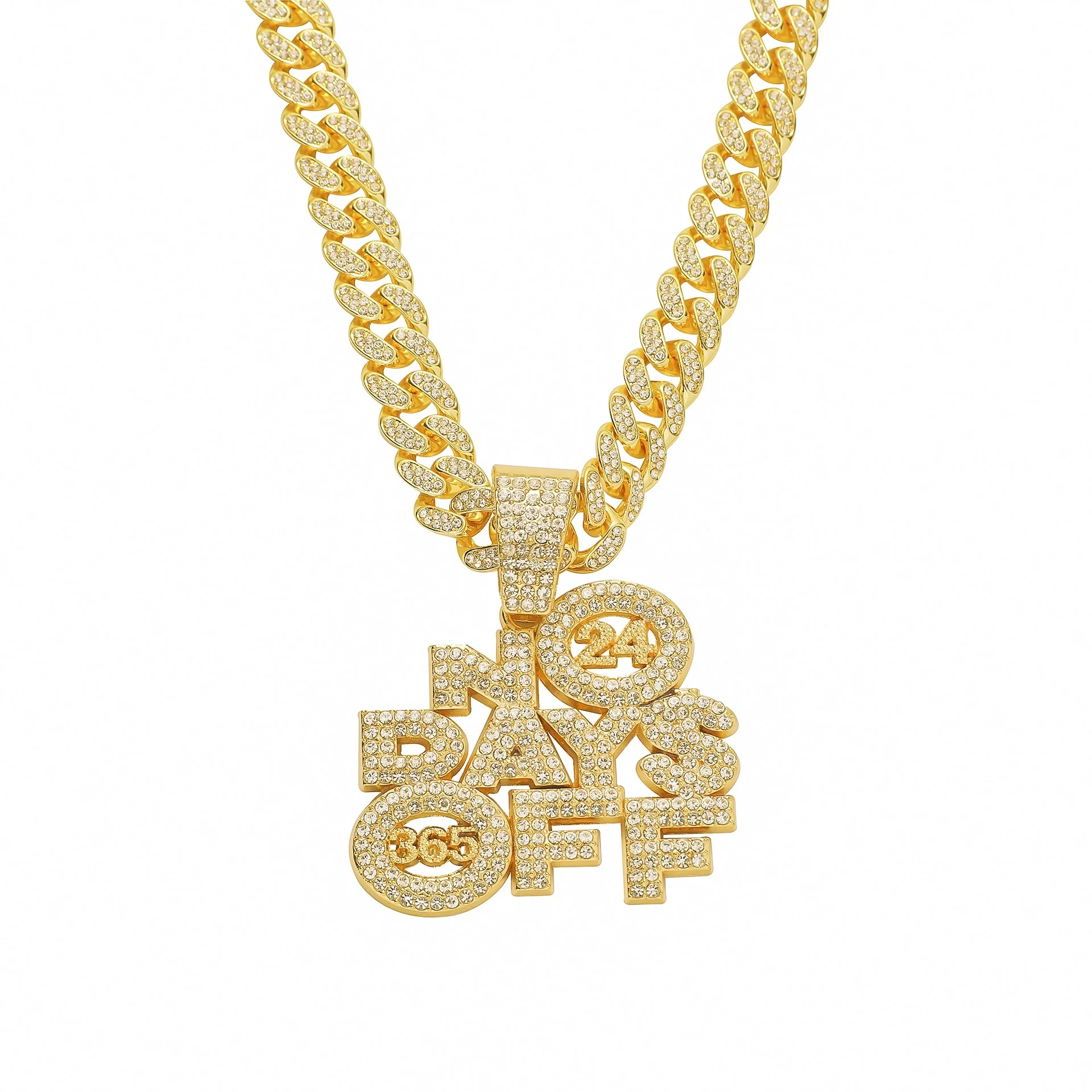 Wholesale Alloy Letter Pendant Necklace With Diamond For Men In Hiphop Style Cuban Chain - Image 6