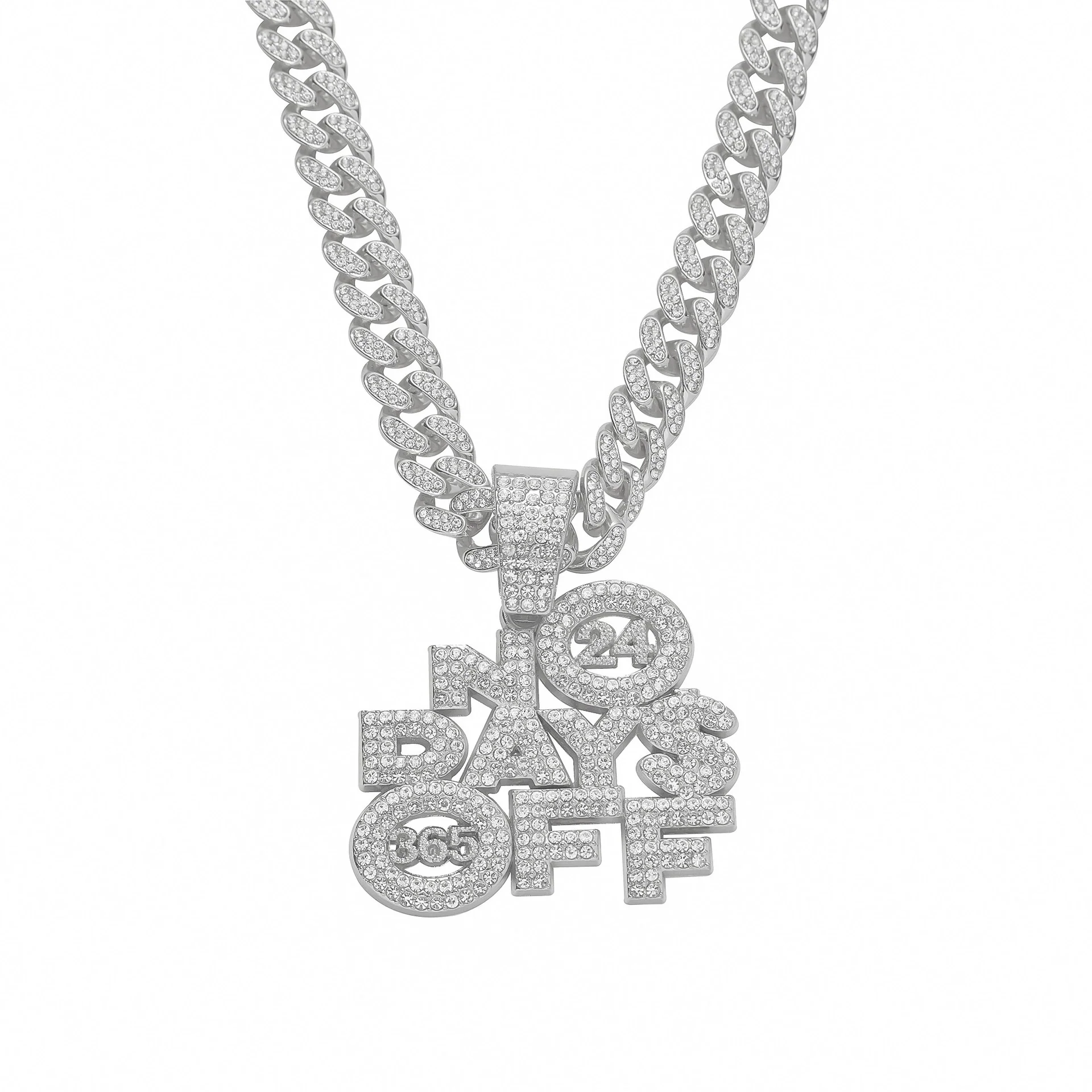 Wholesale Alloy Letter Pendant Necklace With Diamond For Men In Hiphop Style Cuban Chain - Image 7