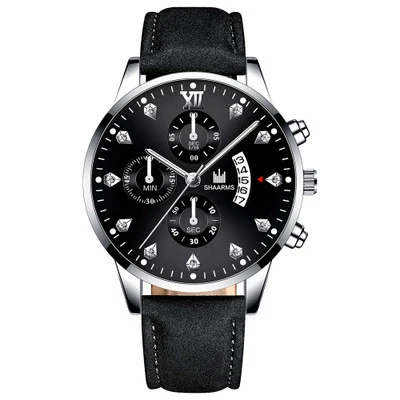 Wholesale Alloy Men's Business Style Round Dial Quartz Belt Watch With Fake Three Eyes And Fanshaped Design - Image 8