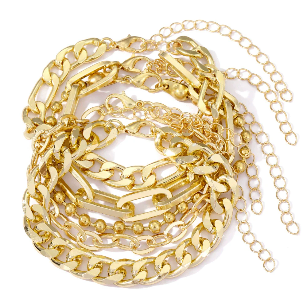 Wholesale Alloy Metal Chain Bracelet Retro Style With Star Pattern Electroplated Unisex - Image 5